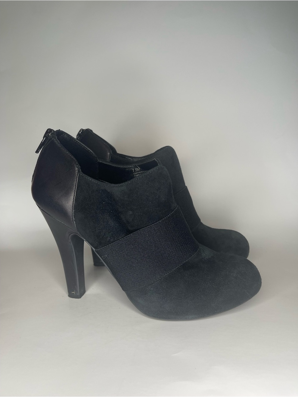 Gianni Bini Black Suede & Leather High Heel Ankle Booties